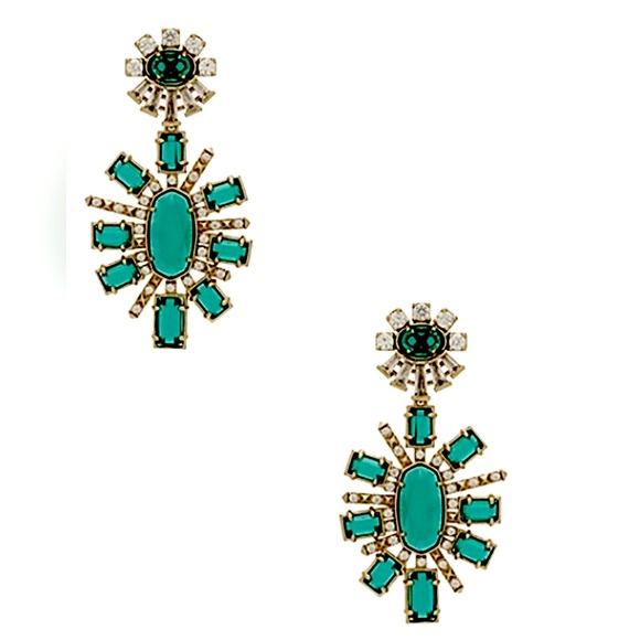 Kendra Scott Glenda Emerald Green and Gold Radiant Earrings - Picture 4 of 7